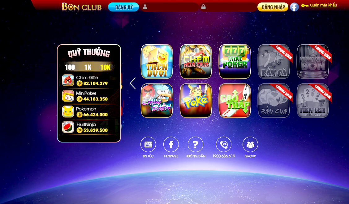 Giao diện mới của Bon Club trên website
